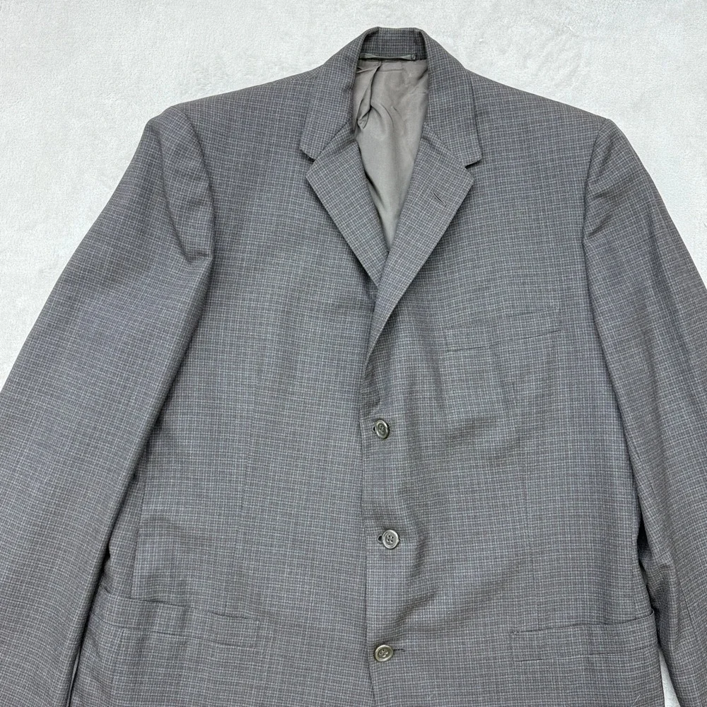 Hickey Freeman Blazer Mens 42R Grey Check 3-Button Sport Coat Wool Jacket